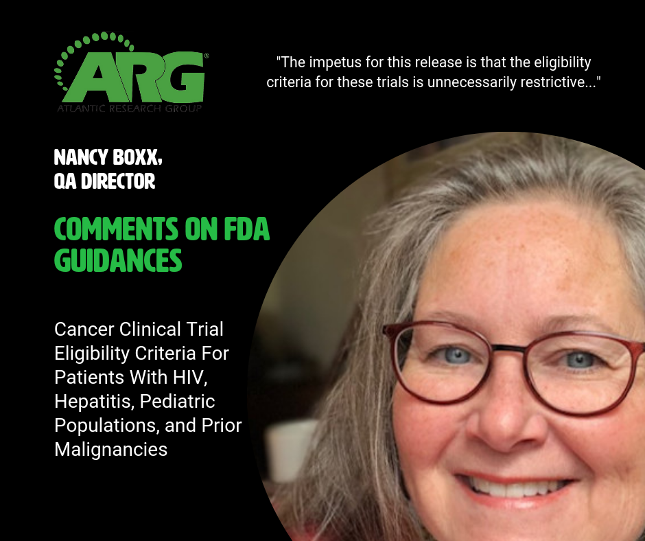QA Director Nancy Boxx Comments on New FDA Guidances in Cancer Trials